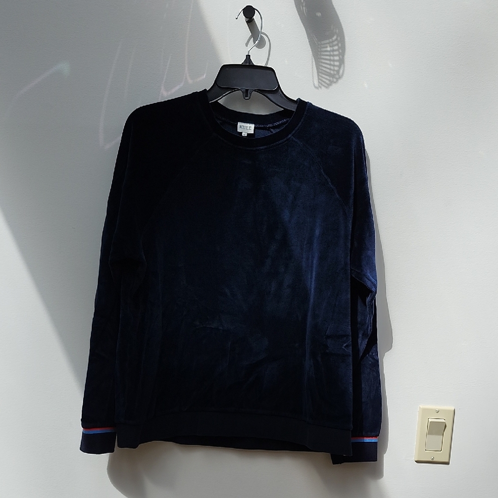 KULE Navy Velour Crewneck Sweatshirt